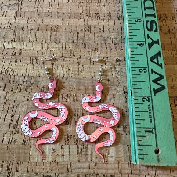 Pink Snake Earrings - Picture 4 of 4